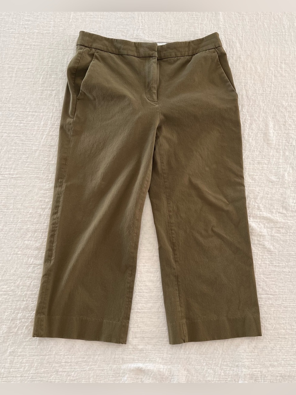 J. Crew Women’s Olive Green Cropped Twill Chinos Straight Leg Regular Fit 8P